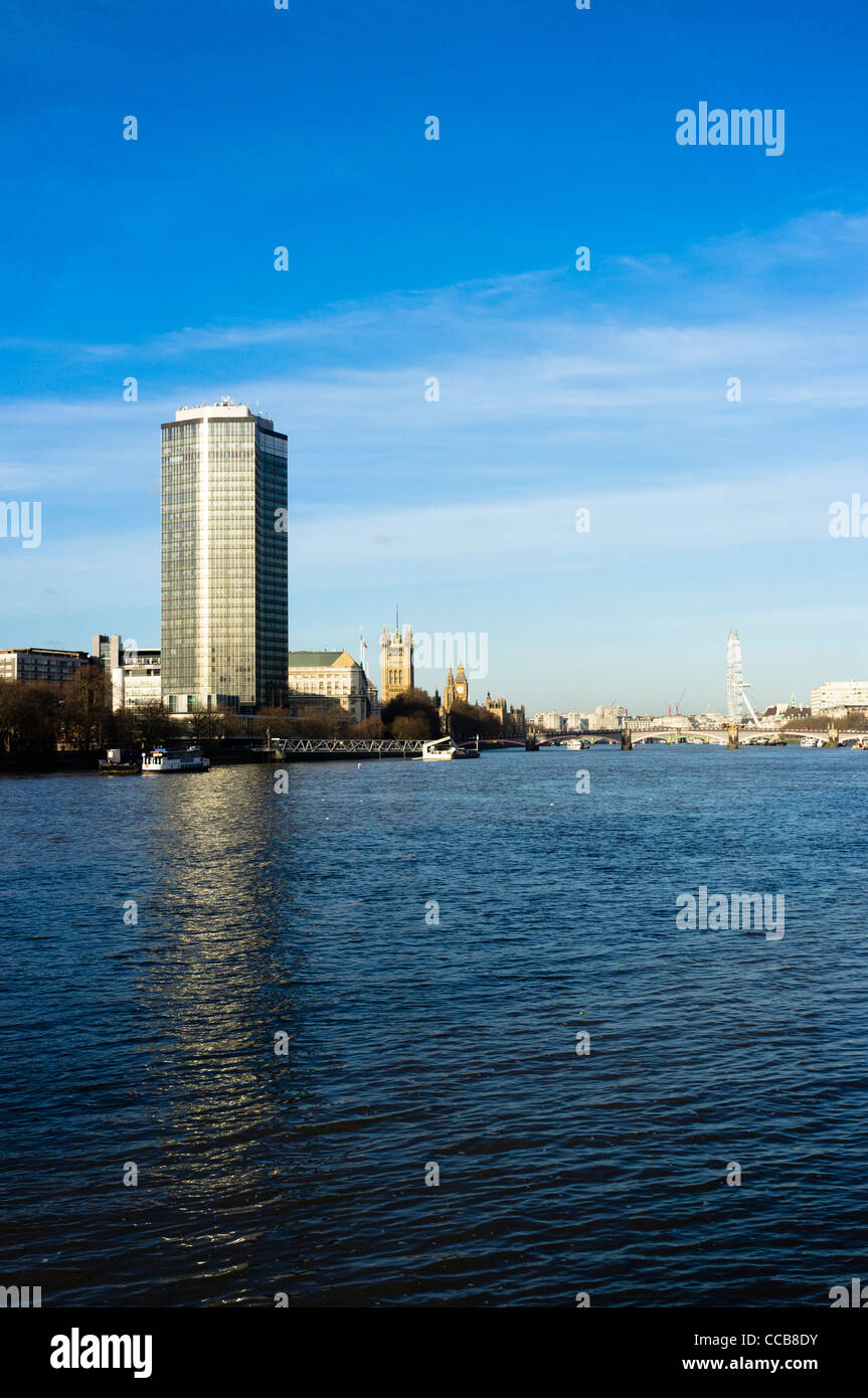 Millbank Tower, London from across the Thames. Stock Photo