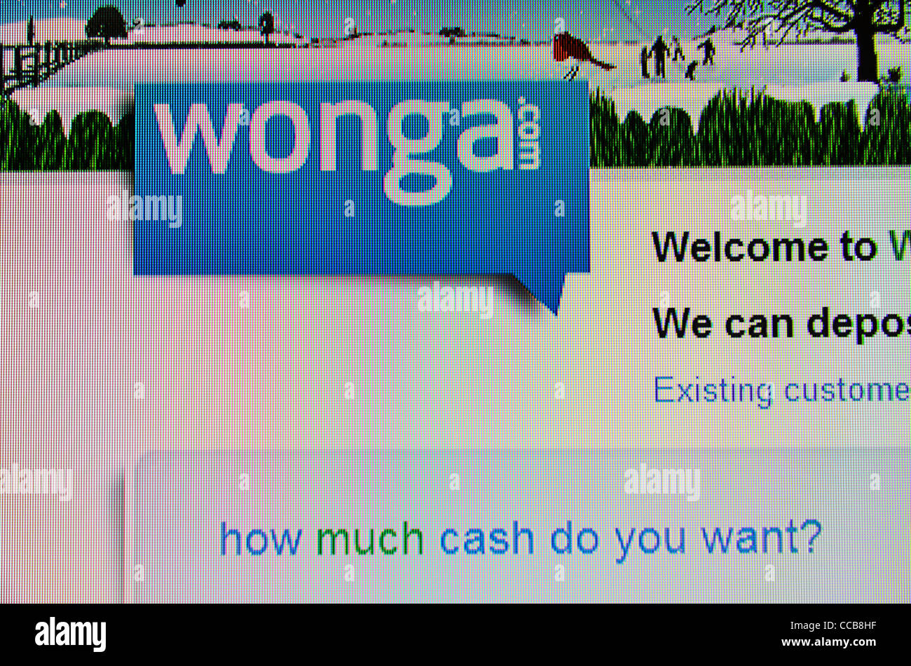 Wonga.com instant cash loans web site Stock Photo