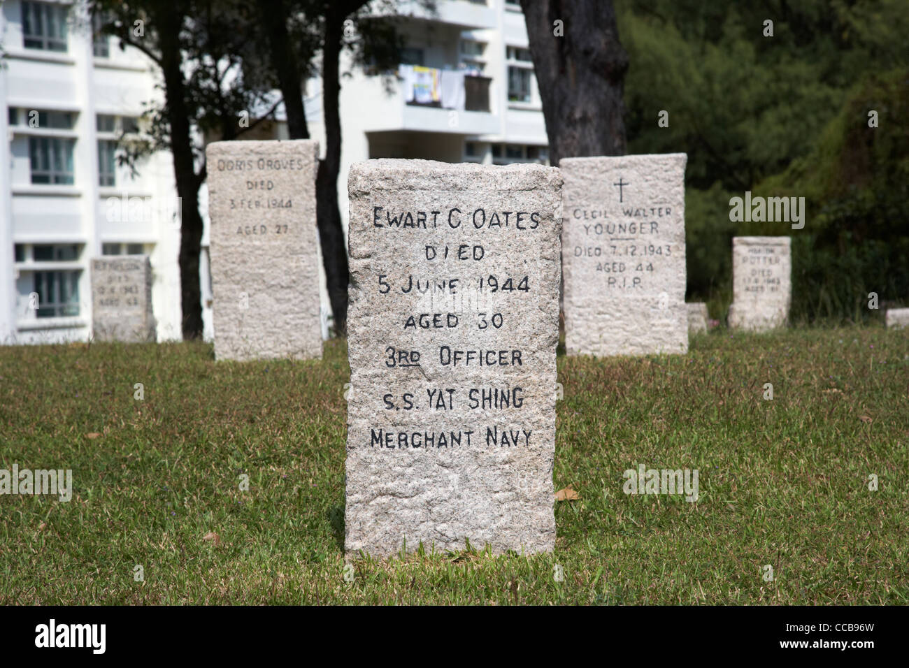 merchant navy war grave from June 1944 stanley military cemetery hong kong hksar china asia Stock Photo