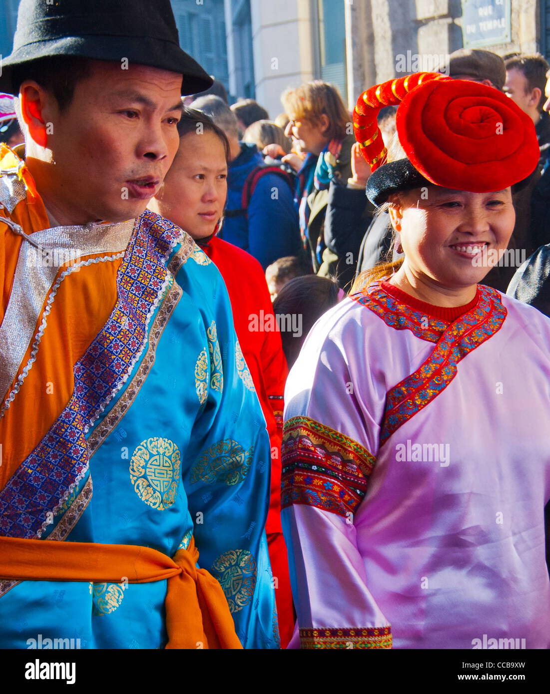 Paris, France, Chinese Couple in Traditional Dress, Parading in Chinese ...
