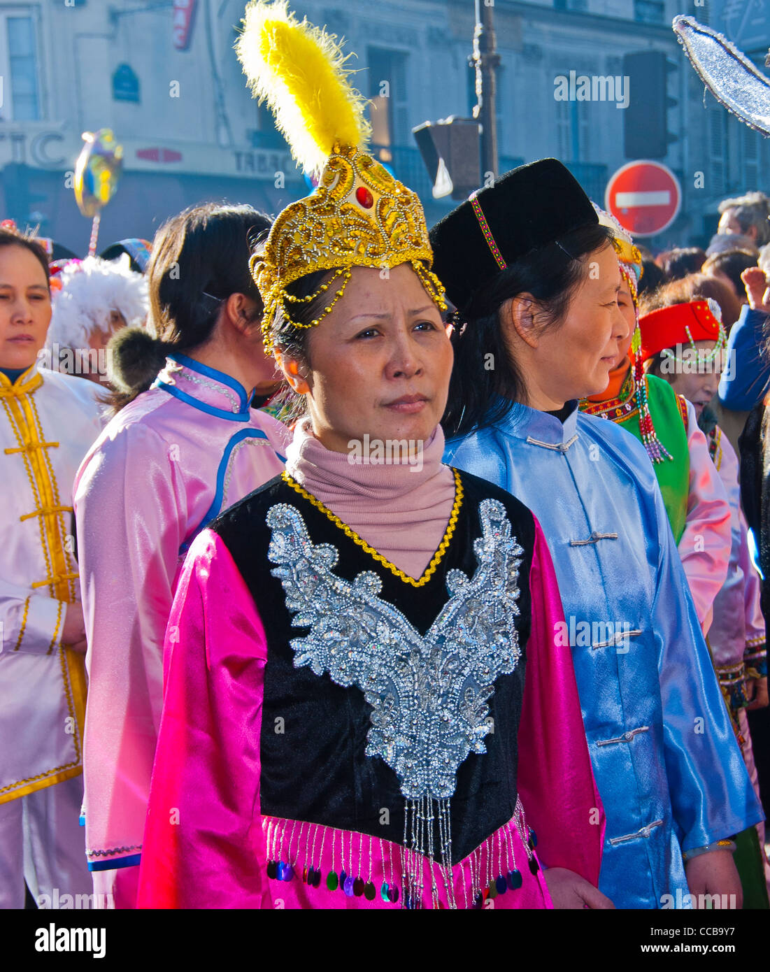 Paris, France, Chinese Women in Traditional Dress, Parading in Chinese ...