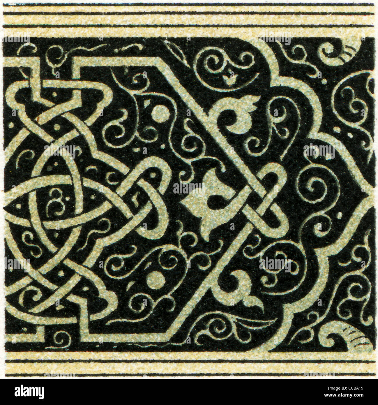 Persian ornament. The black enamel (17-18 century). Stock Photo