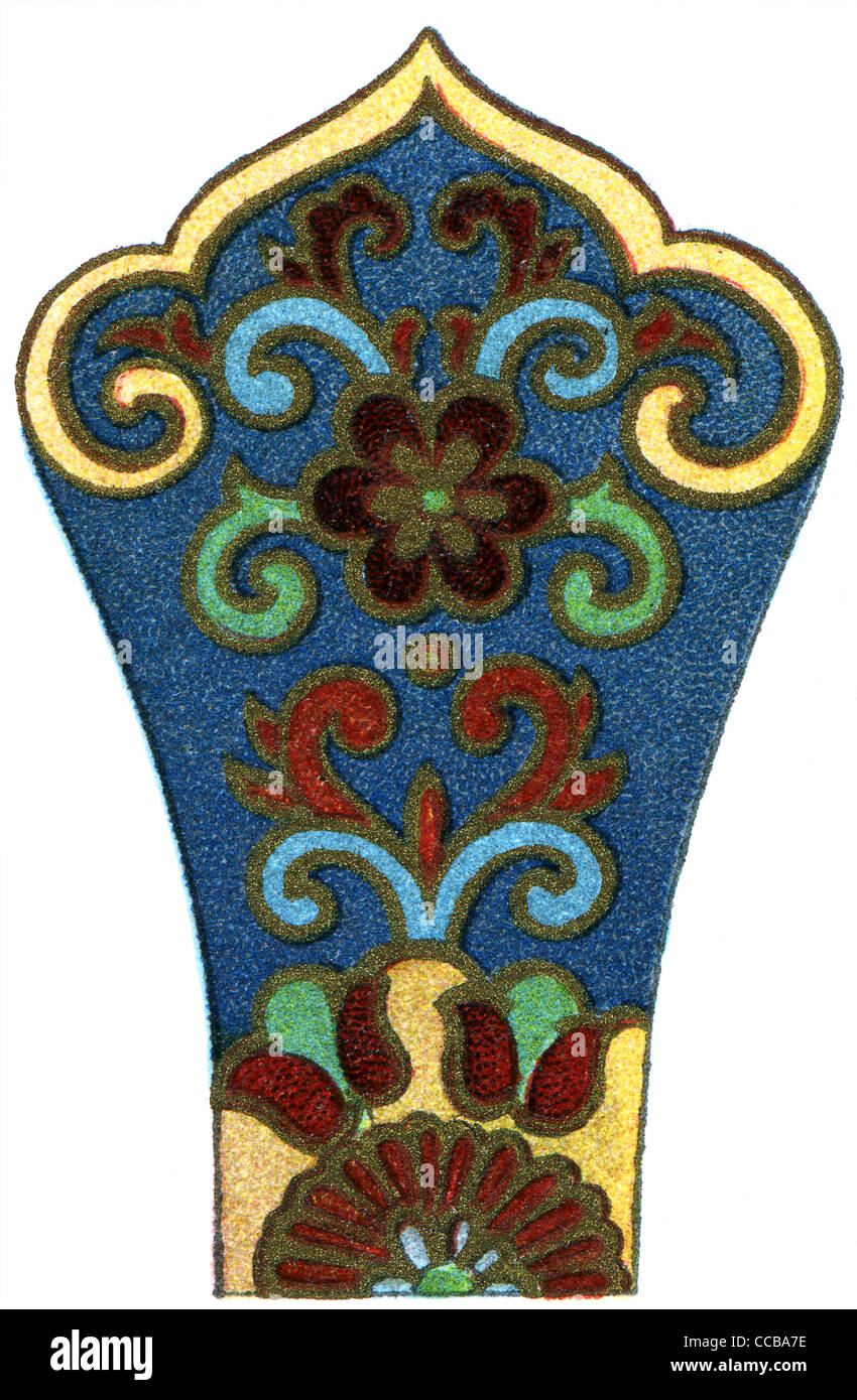 The pattern of Chinese enamel (Cloisonne), (17-18 century). Stock Photo