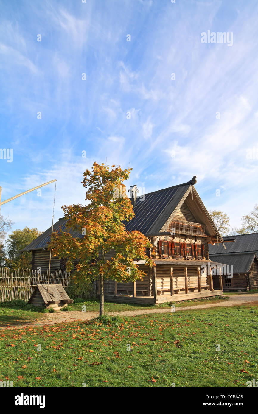 old wooden house in village Stock Photo