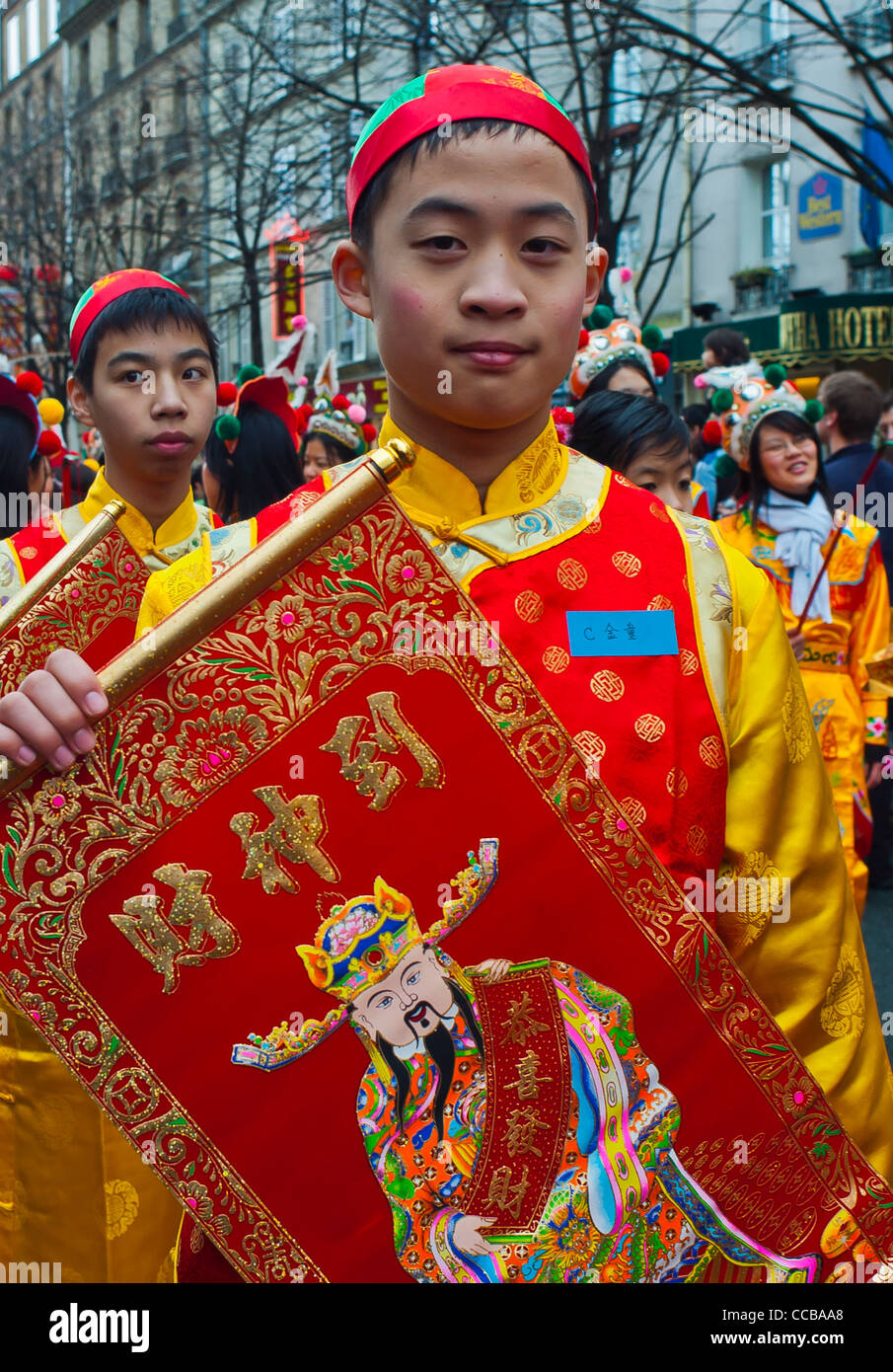 Paris, France, Chinese Teenagers in Traditional Costume,s Parading in