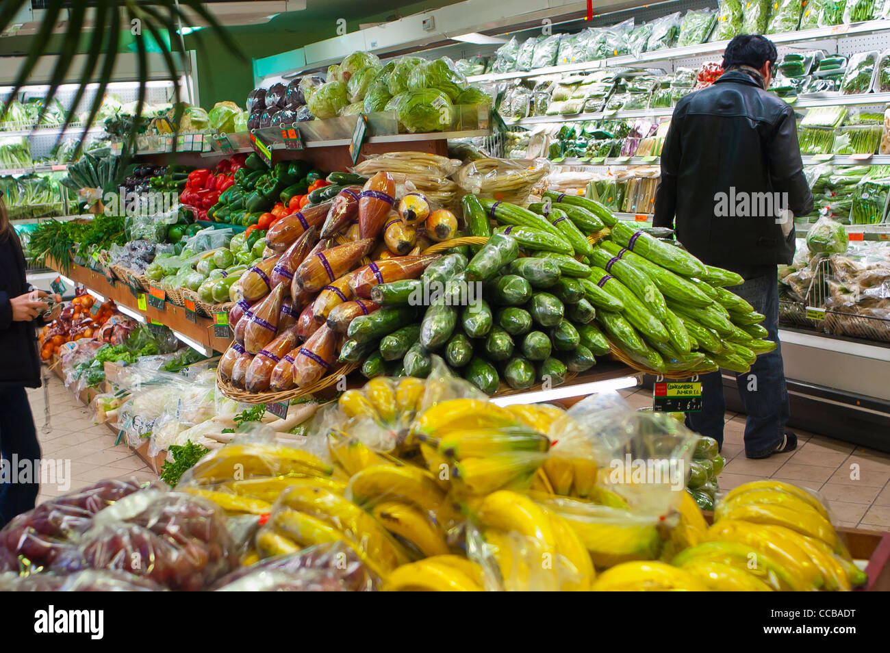 Paris, France, man Shopping in Chinatown, Asian Food Store, Fresh Vegetables, inside view of