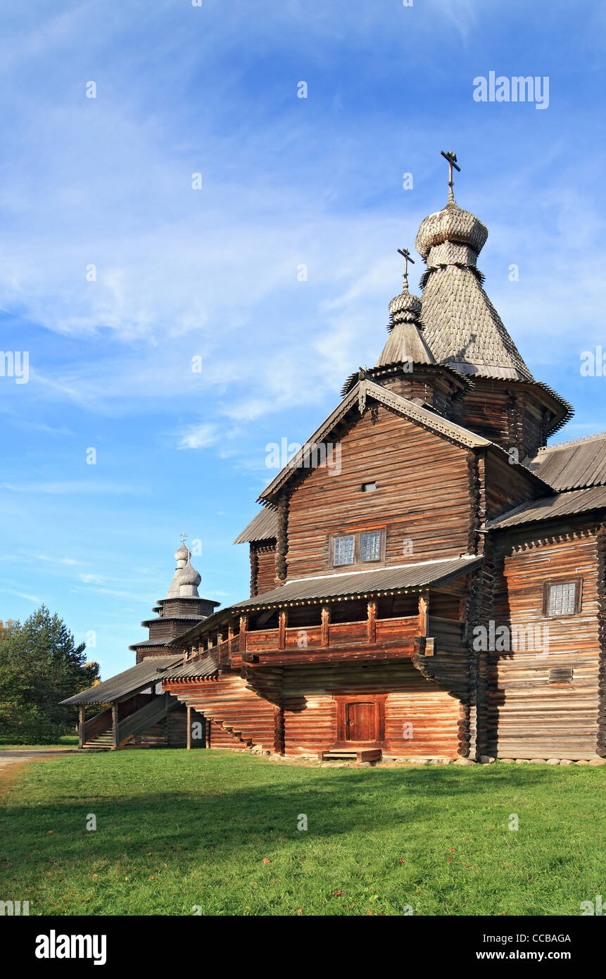 aging wooden chapel in village Stock Photo
