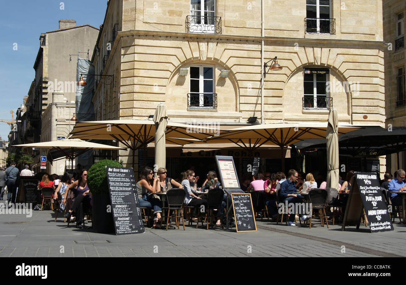 Cafe in Place Pey Berland, Bordeaux Stock Photo