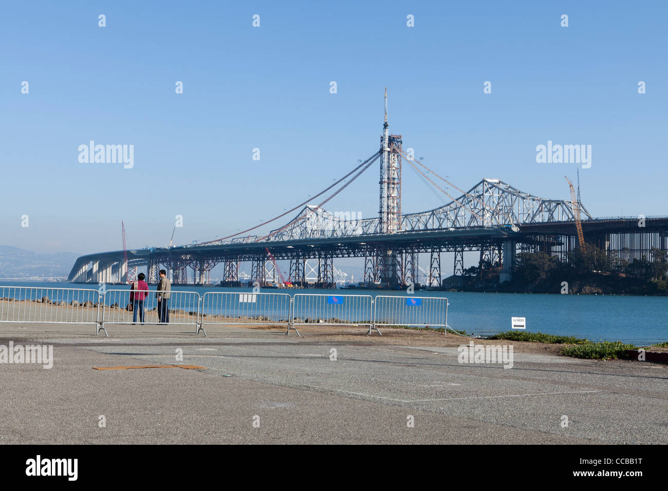 San Francisco Bay Bridge under construction Stock Photo