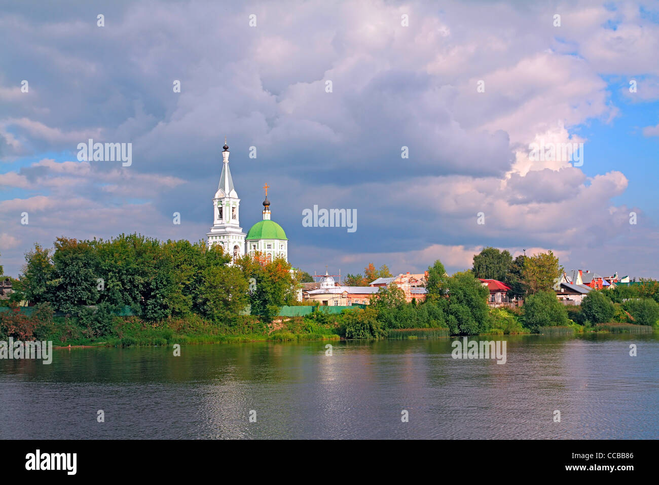 church on coast river Stock Photo