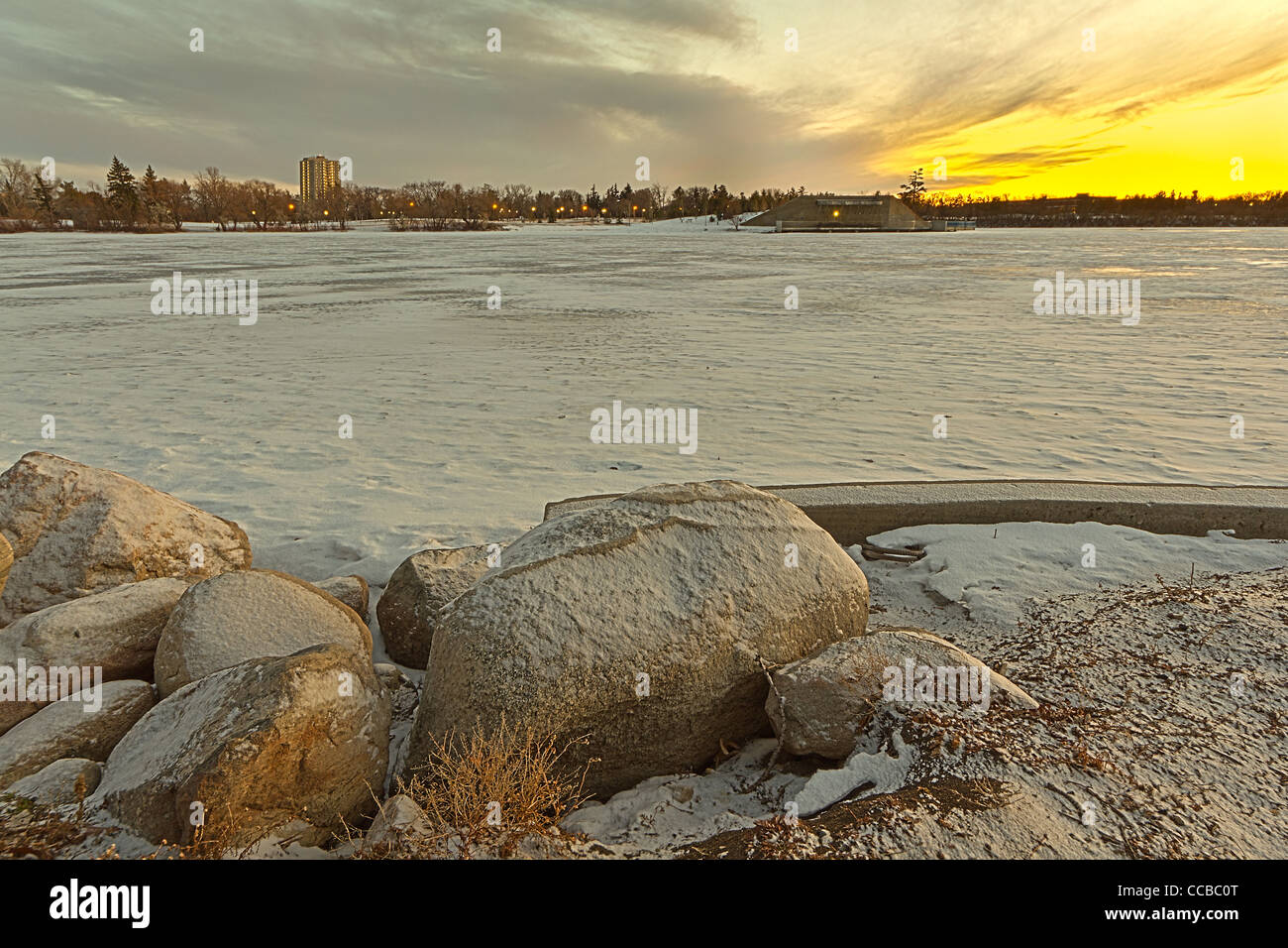 Wascana lake frozen on a cold November day during winter in Regina, Canada Stock Photo Alamy