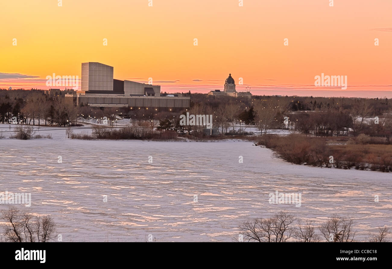 Wascana lake frozen on a cold November day during winter in Regina, Canada Stock Photo Alamy
