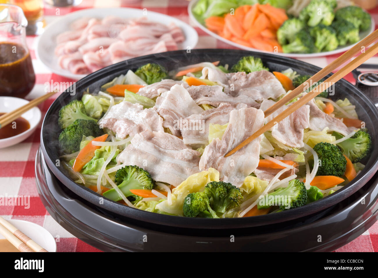 Mushibuta on Hot Plate Stock Photo