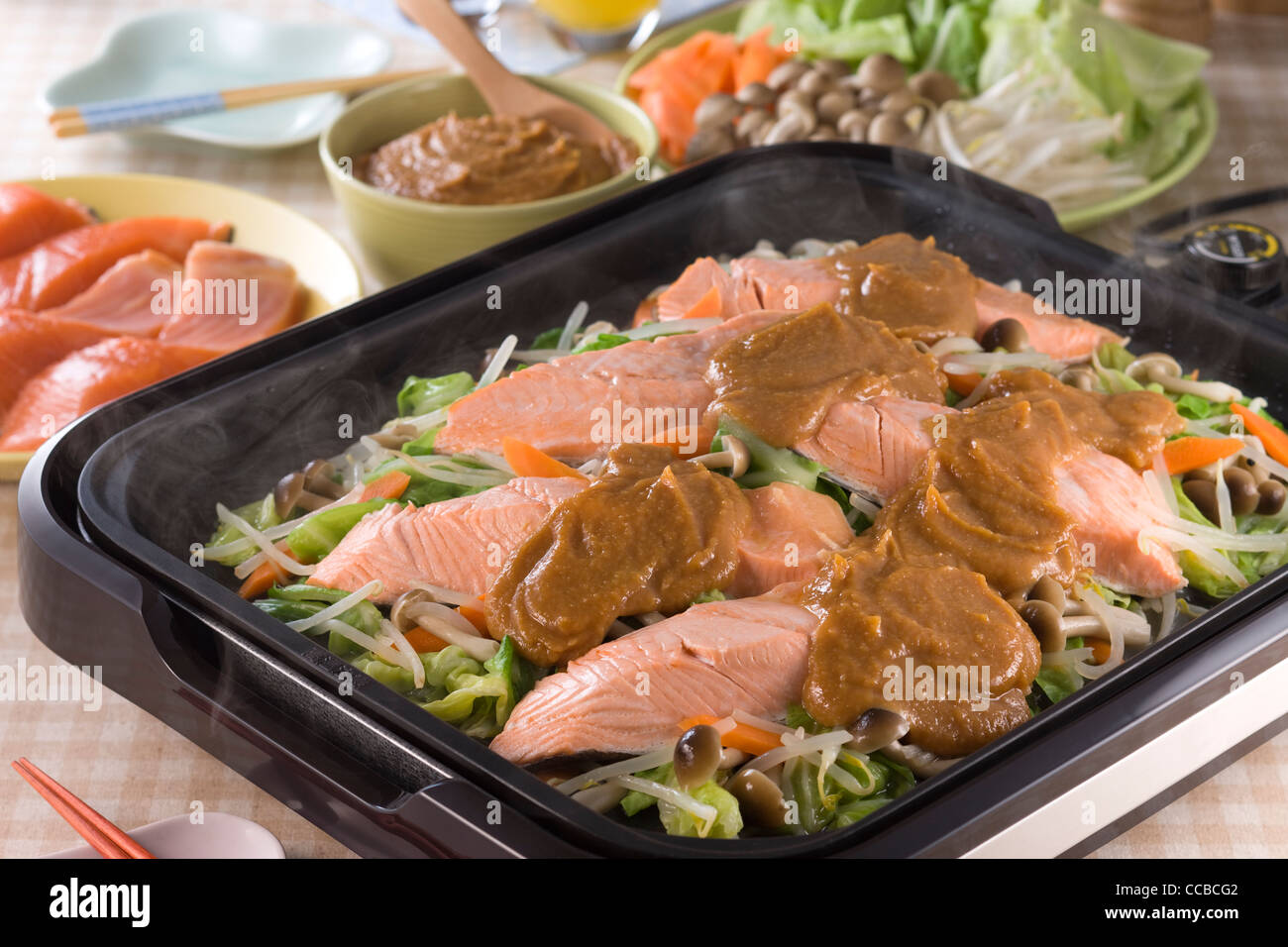 Chanchan-yaki on Hot Plate Stock Photo