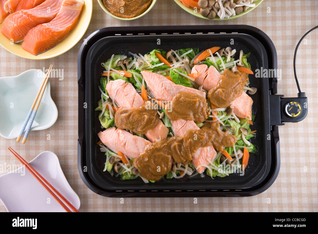 Chanchan-yaki on Hot Plate Stock Photo