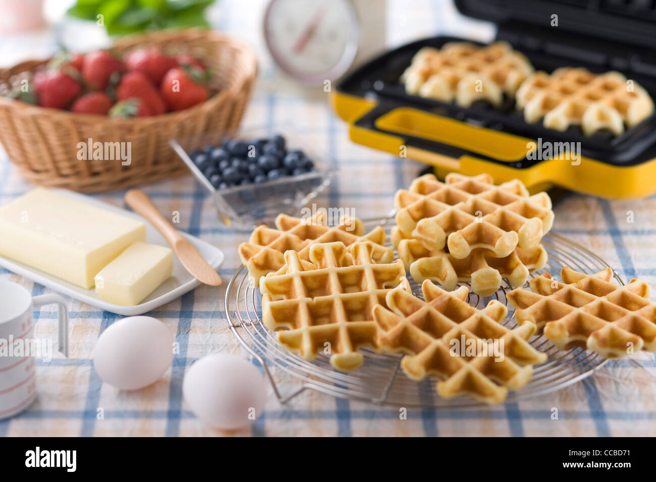 Belgian Waffle and Ingredients Stock Photo Alamy