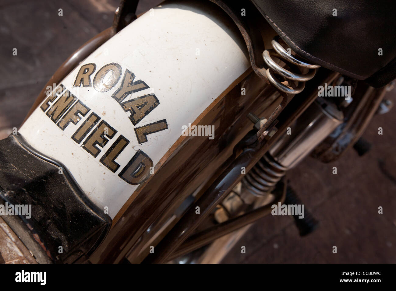 Royal Enfield motorcycle, inside Mehrangarh Fort, in Jodhpur, in Rajasthan, India Stock Photo