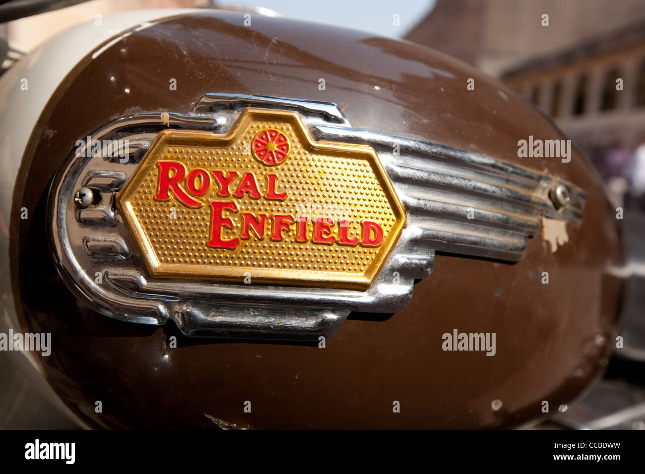Royal Enfield motorcycle, inside Mehrangarh Fort, in Jodhpur, in Rajasthan, India Stock Photo