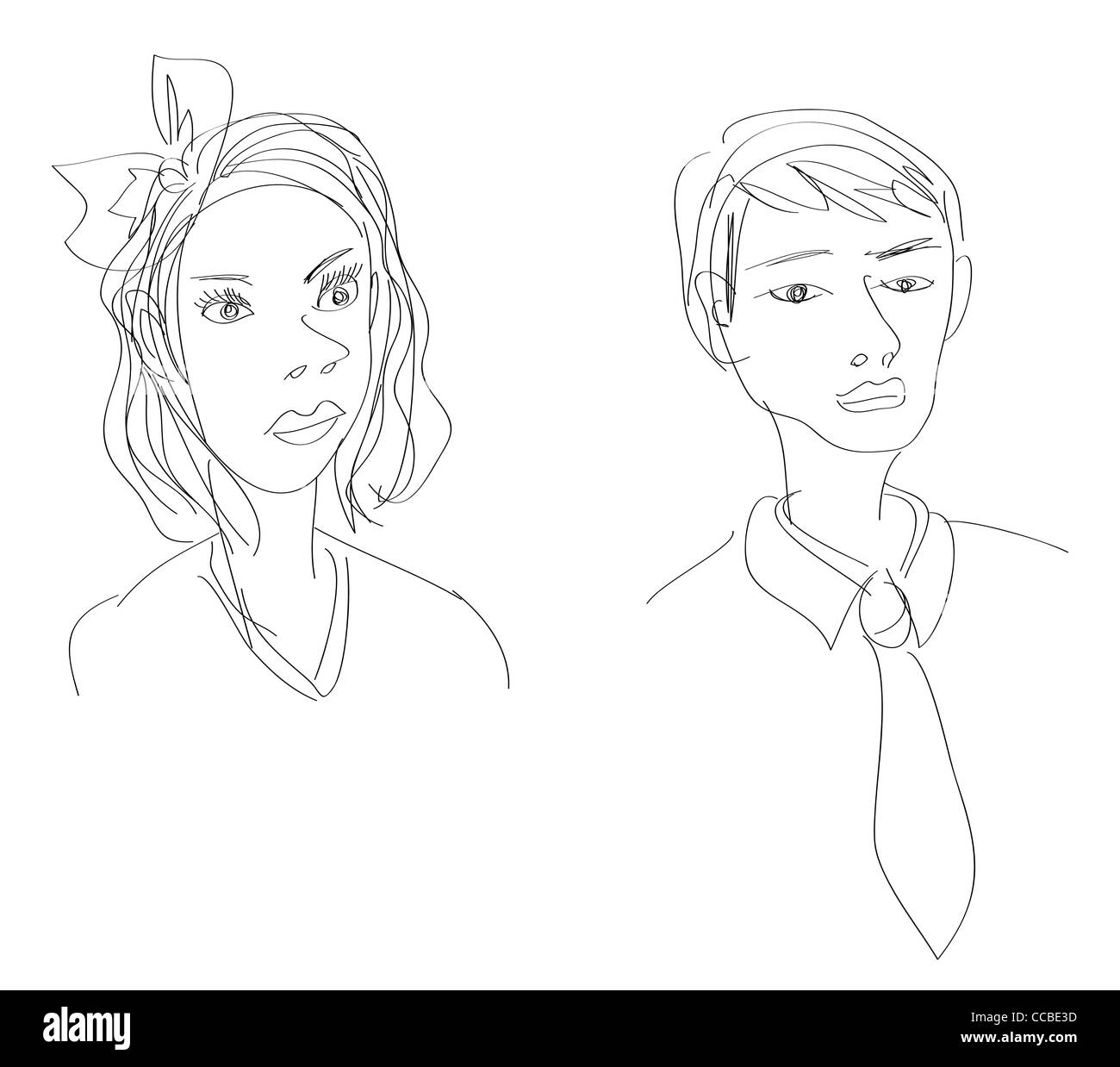 Woman man illustration pencil hi-res stock photography and images - Alamy