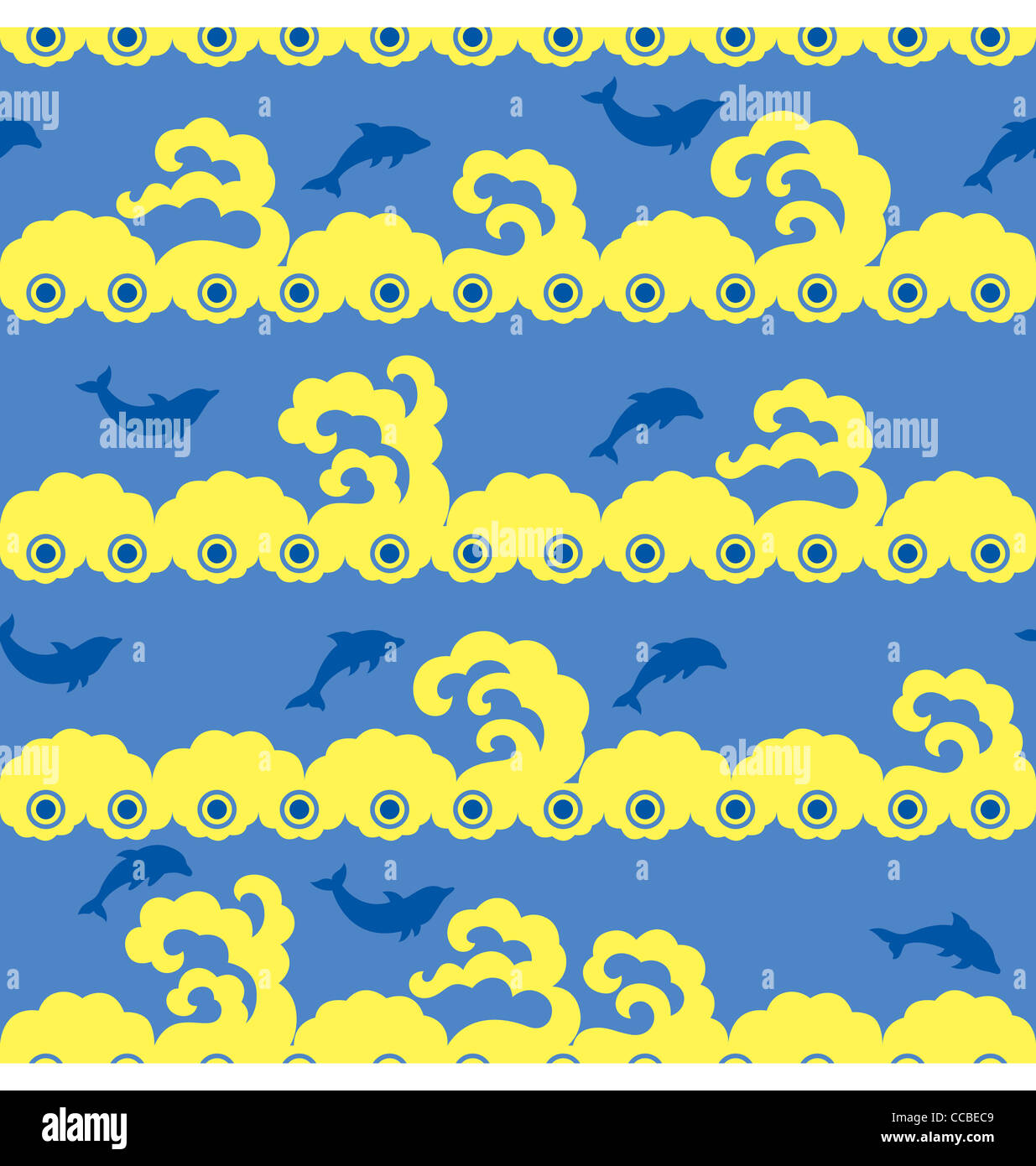 A seamless pattern of dolphin swimming out of the ocean wave Stock ...