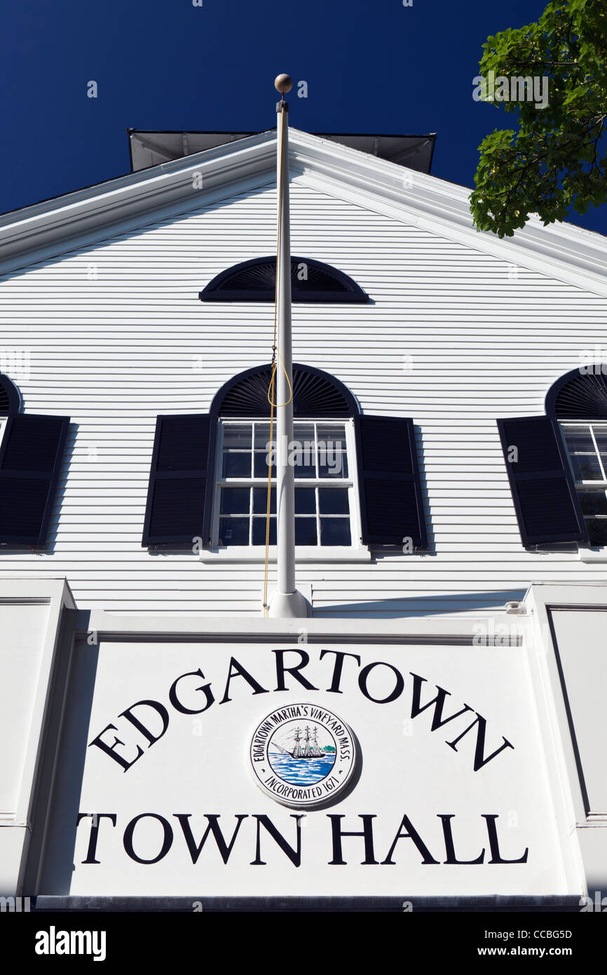 Town Hall Edgartown Nantucket Island Cape Cod Massachusetts USA Stock Photo