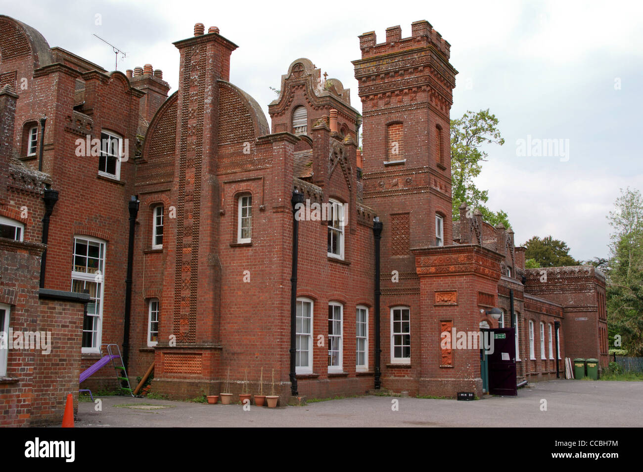 Victorian 'Massey's Folly' brick building by Thomas Hackett Massey, Rector of Farringdon, Hampshire, England, built 1875-1925 Stock Photo