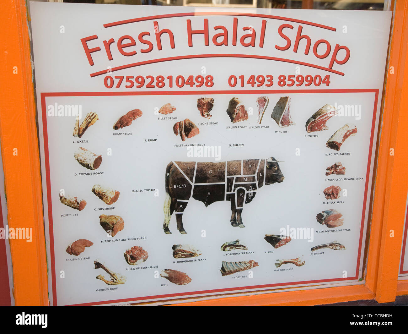 Fresh Halal Butcher Shop Beef Meat Cuts Poster Stock Photo Alamy