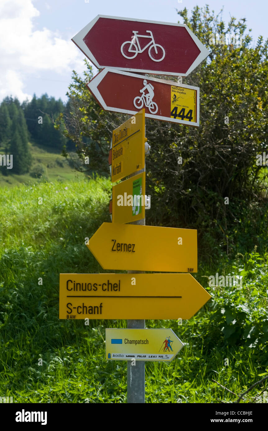 mountain signals, zernez, switzerland Stock Photo