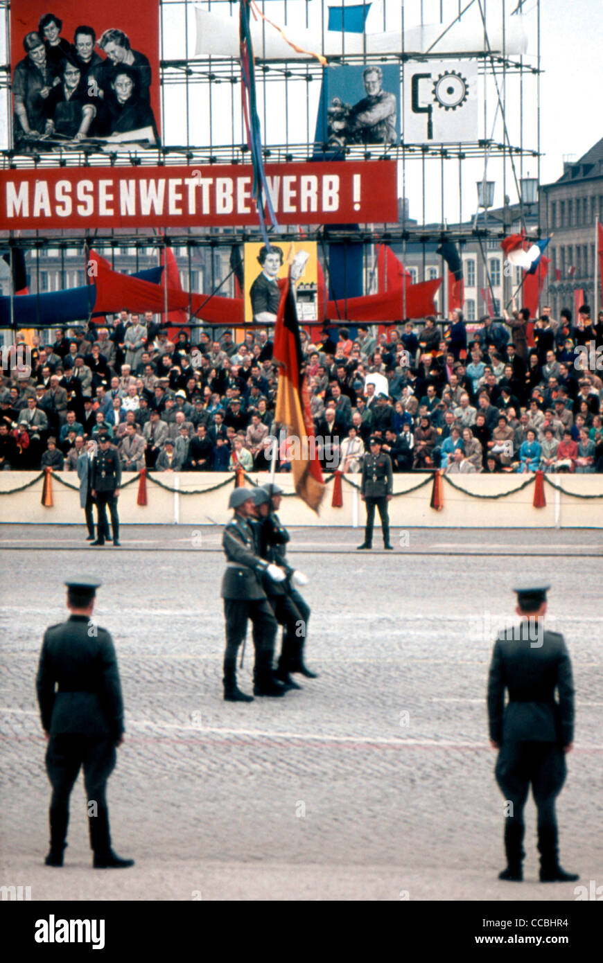 Military parade of the National People's Army NVA of the GDR 1960 in East Berlin. Stock Photo