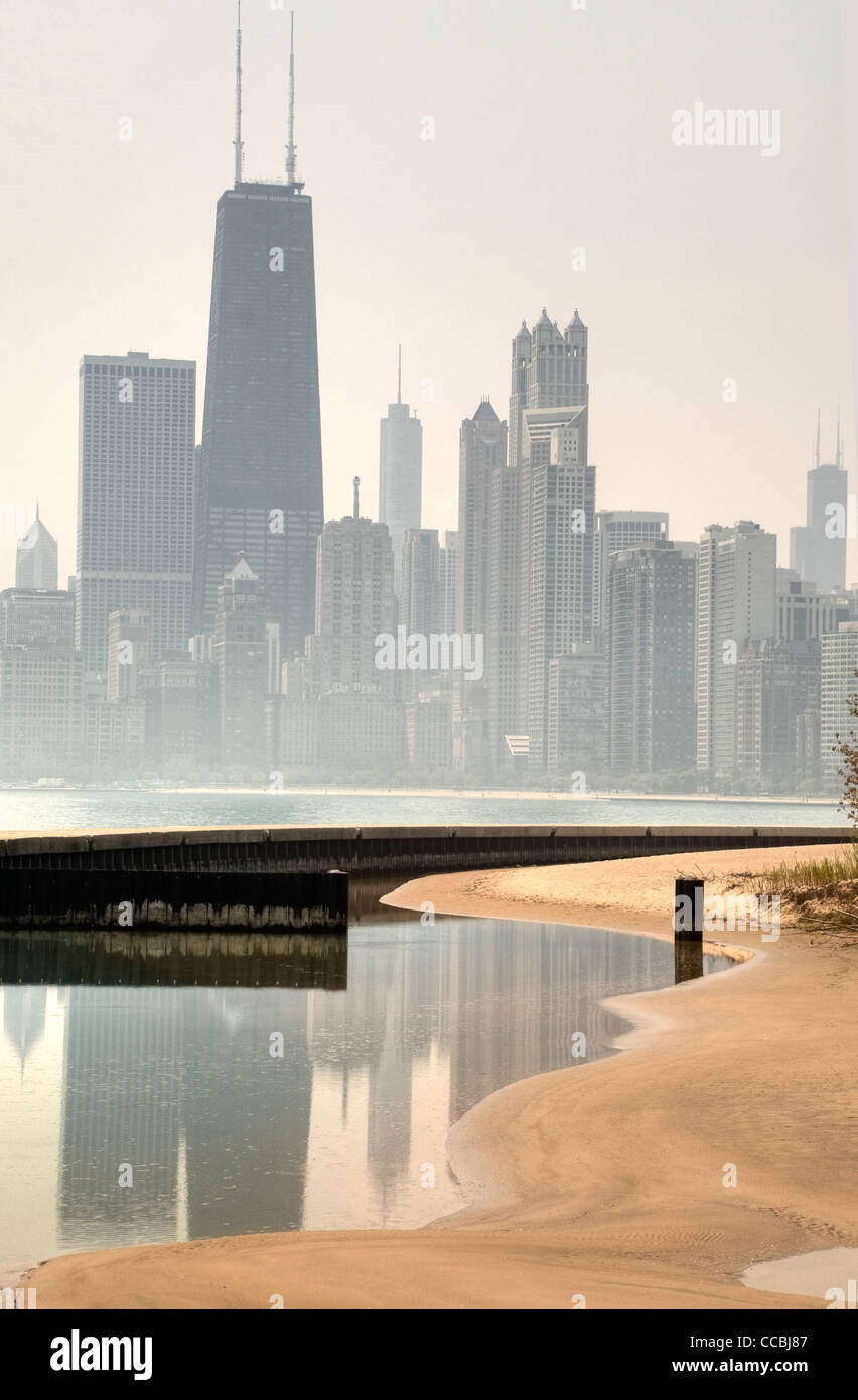Chicago on Misty Day Stock Photo