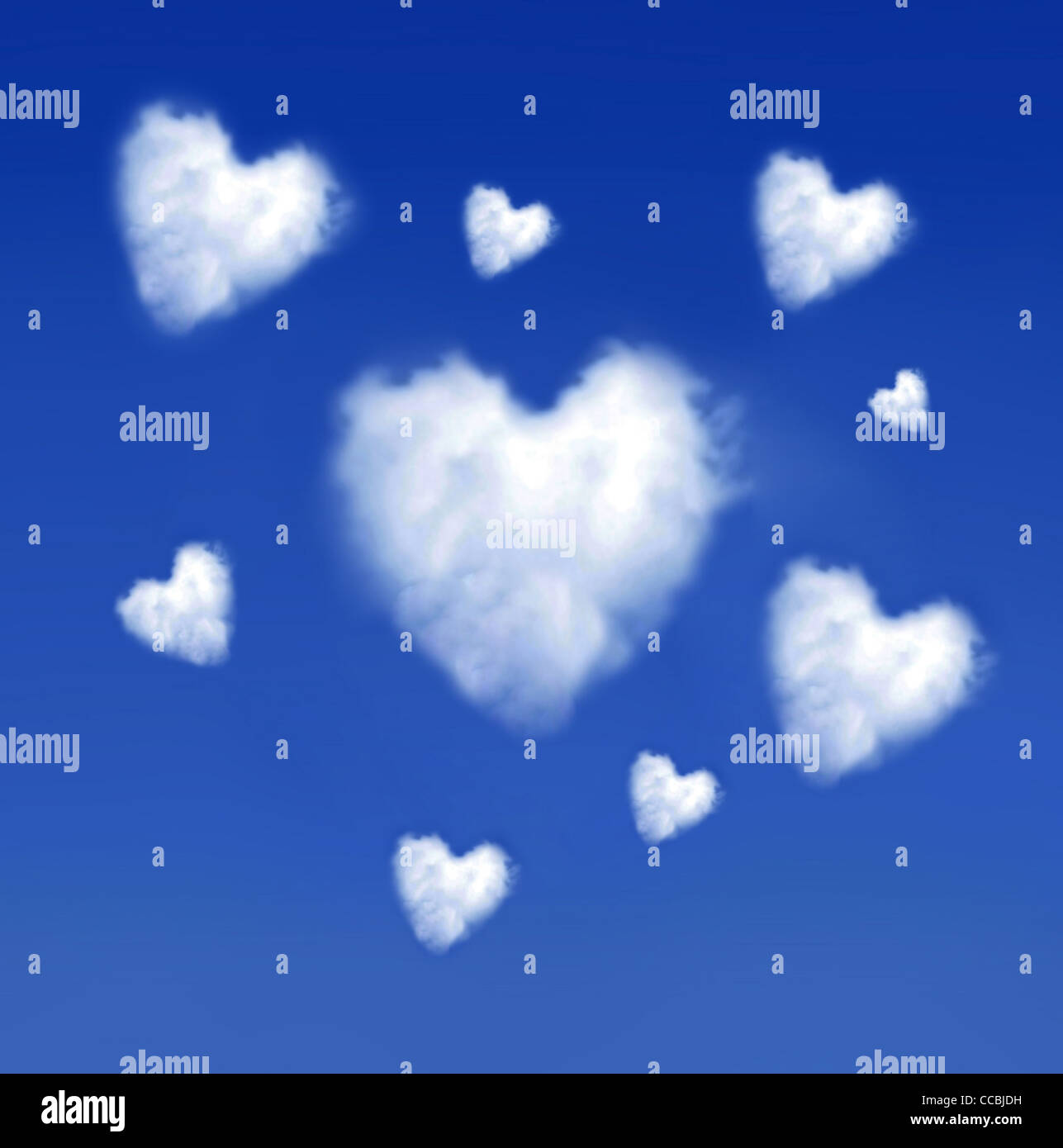 Heartshaped clouds Stock Photo