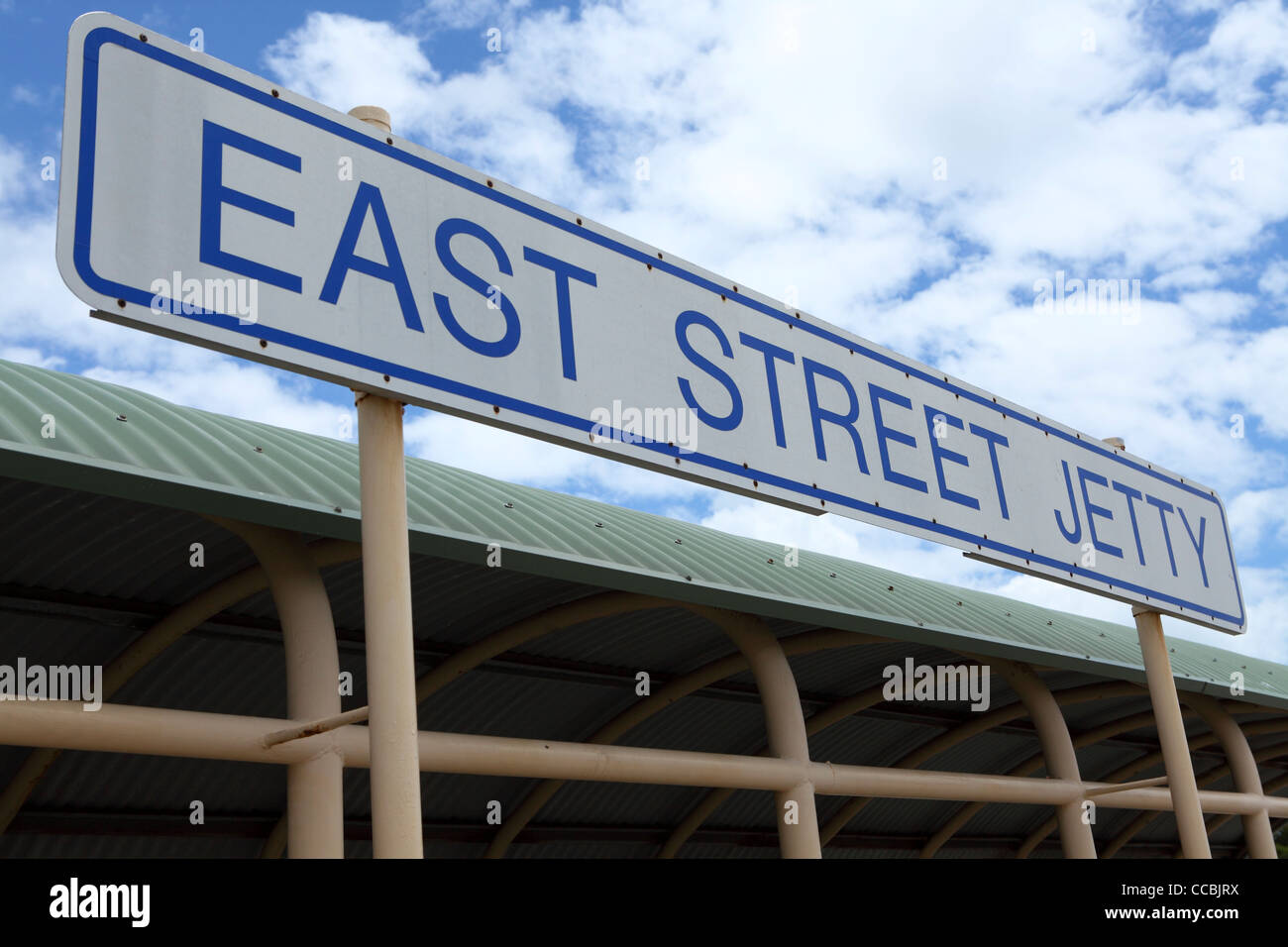 Sign for the East Street Jetty at Fremantle, WA, Australia. Stock Photo