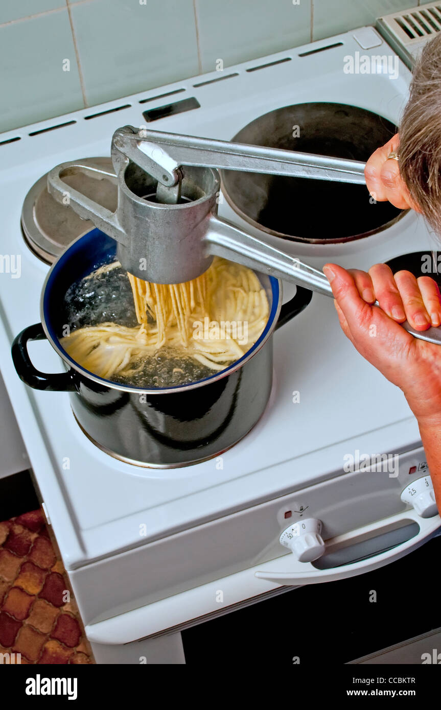 machine for Swabian Spaetzle Stock Photo