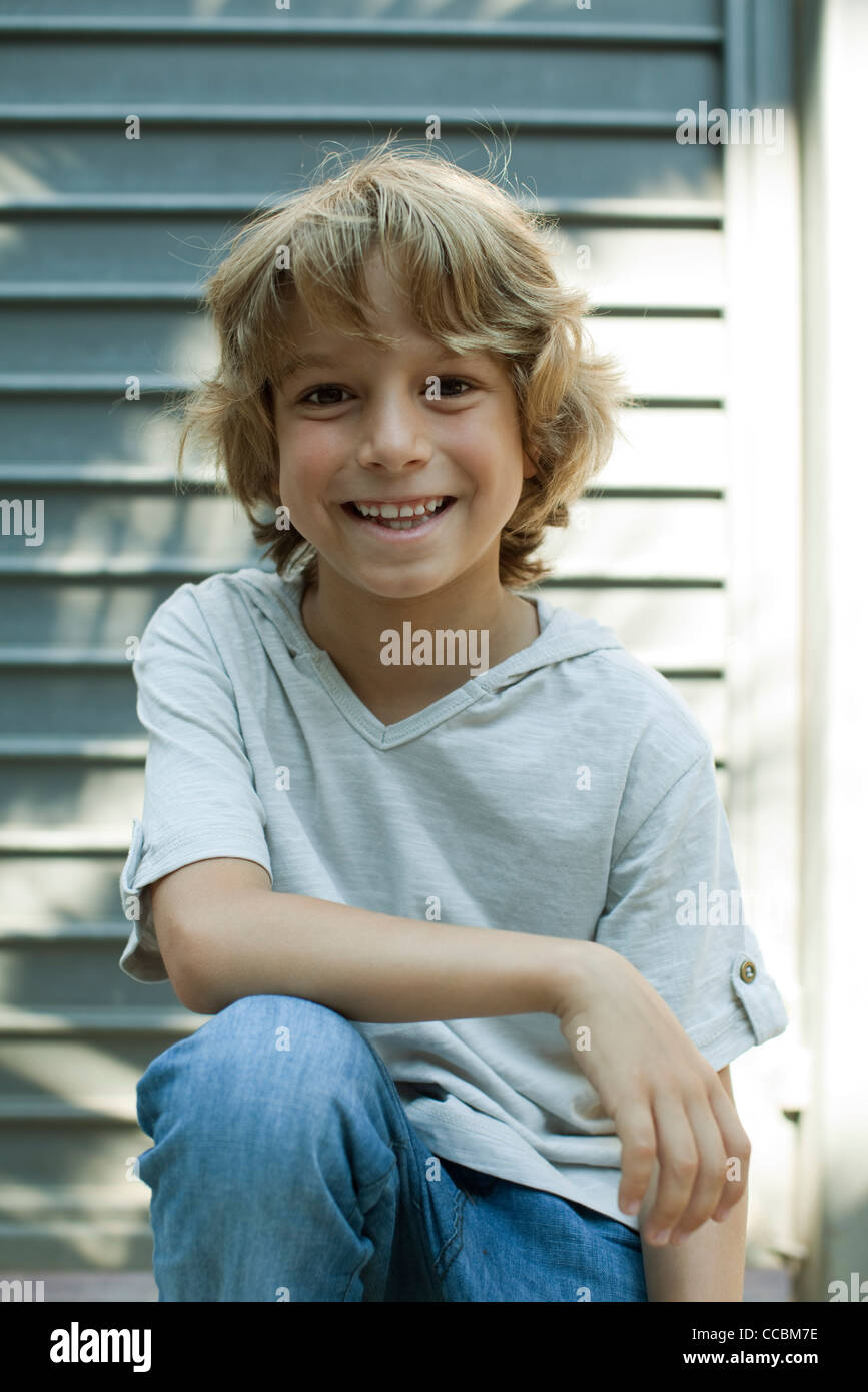 Cropped view boy smiling camera hi-res stock photography and images - Alamy