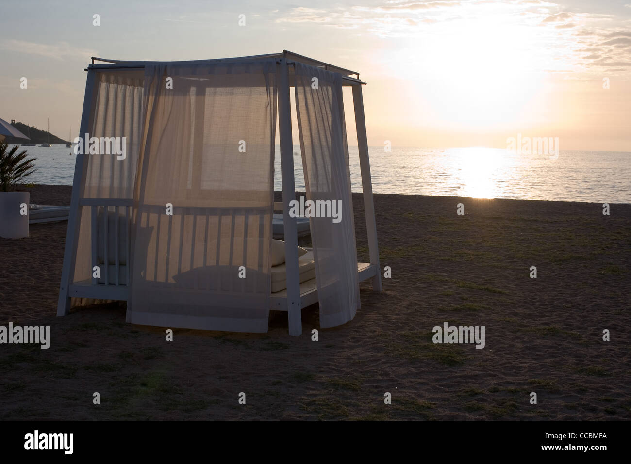 Beach Gazebo At Sunset Stock Photo Alamy