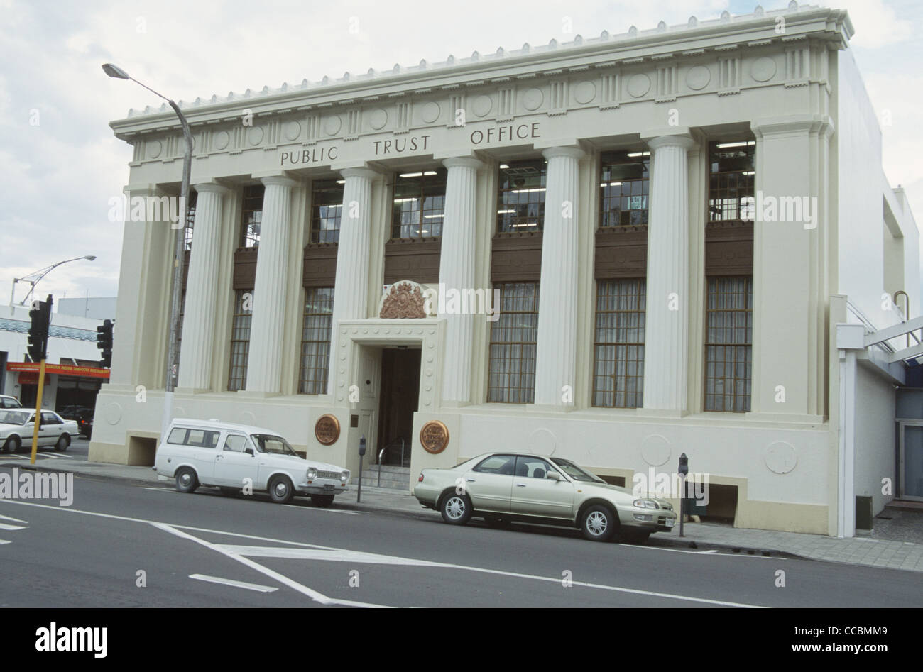 New Zealand Napier Art Deco Buildings Public Trust Office Stock Photo