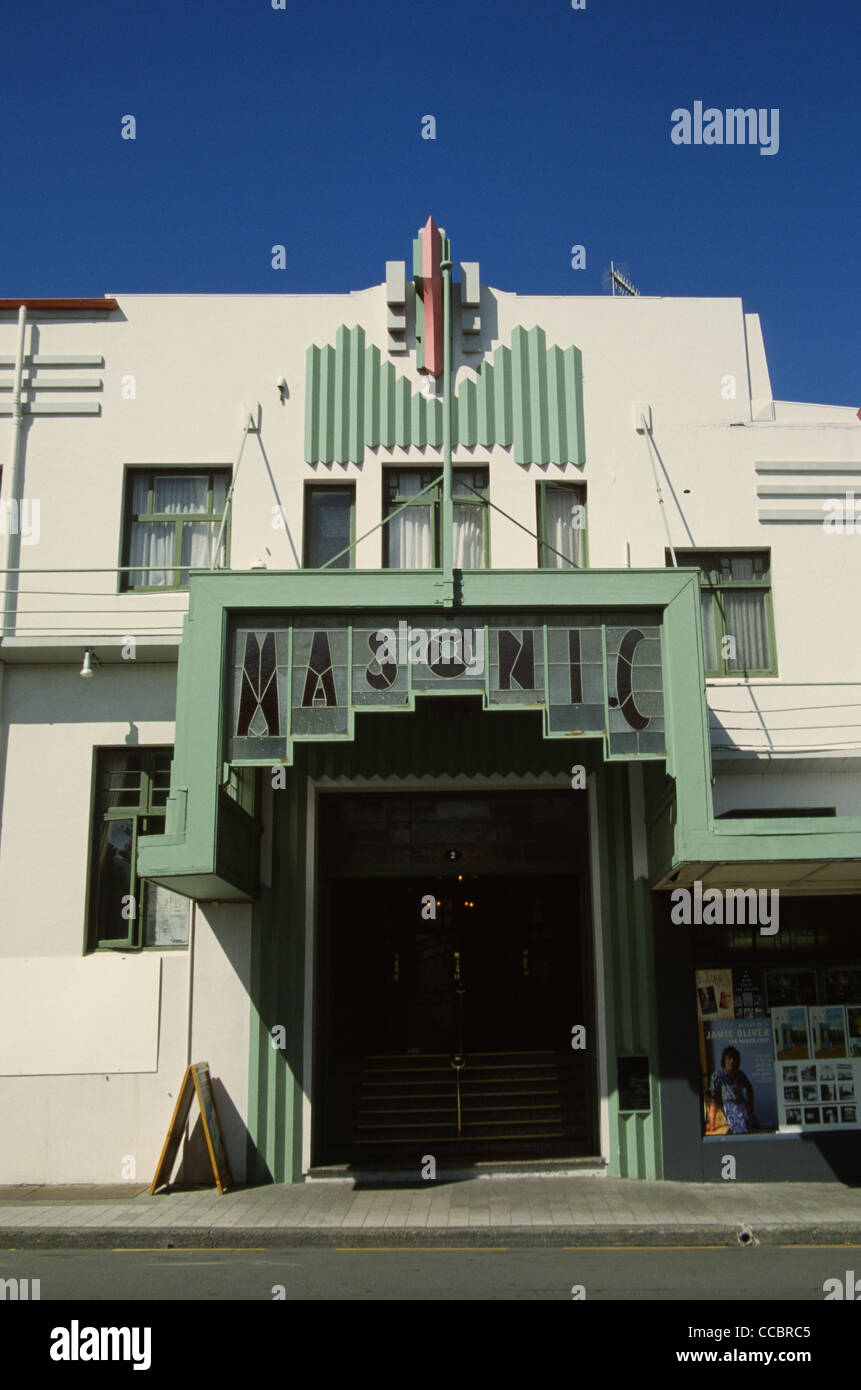 New Zealand Napier Art Deco Buildings Masonic Hotel Stock Photo - Alamy