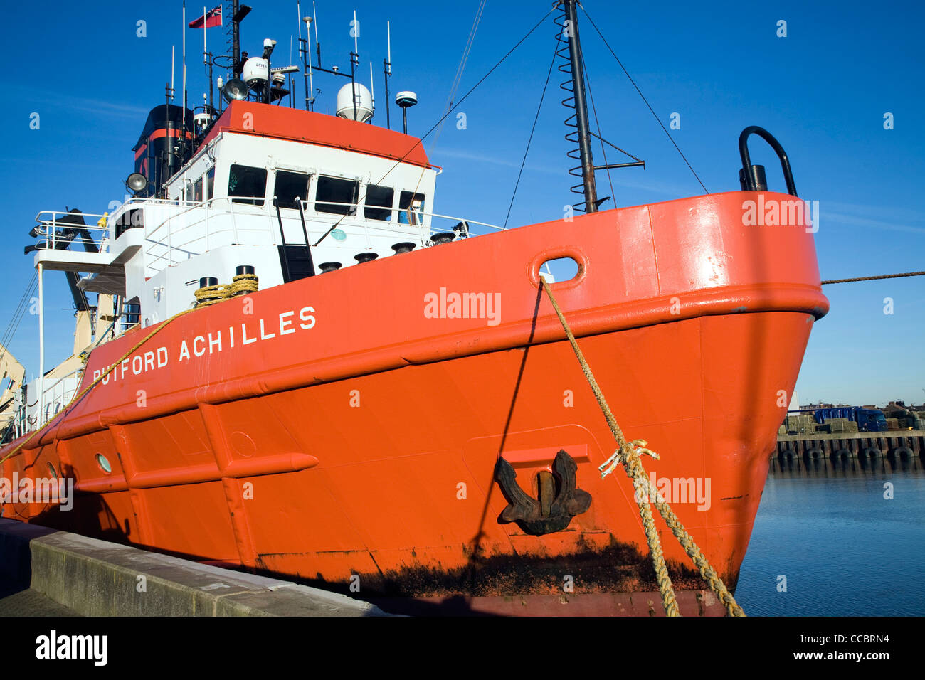 Putford Achilles North Sea offshore supply vessel, Great Yarmouth, Stock Photo