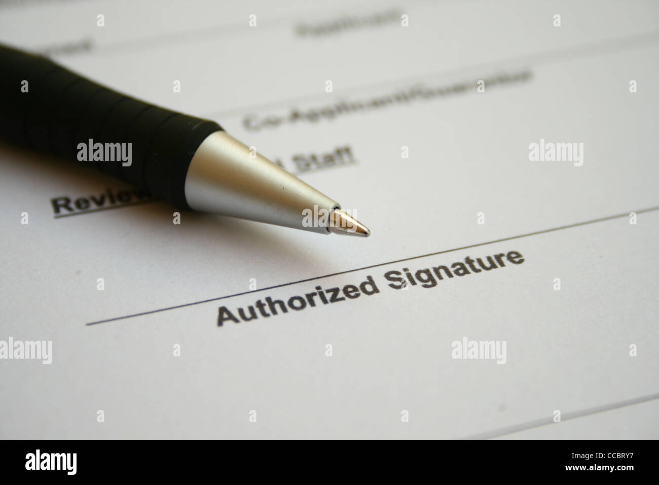 Authorized signature stock photo alamy