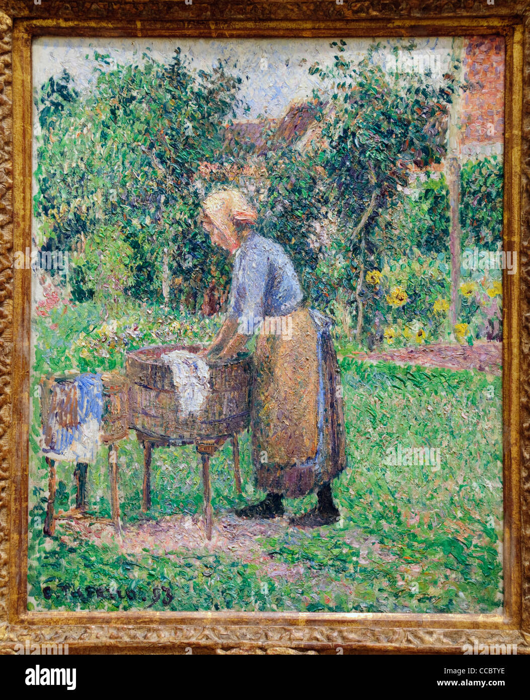 A Washerwoman at Eragny, 1893, by Camille Pissarro, Stock Photo