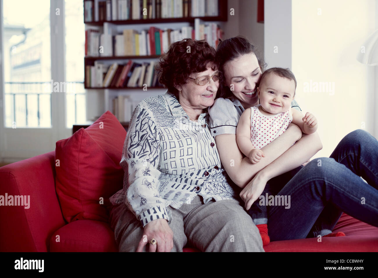 Grandmother, mother and baby girl, portrait Stock Photo