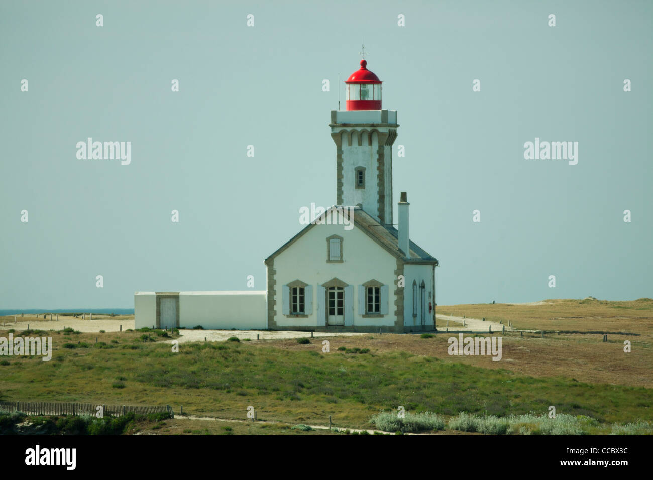 Poulains Lighthouse, Pointe des Poulains, Belle-Ile-en-Mer, Morbihan, Brittany, France Stock Photo