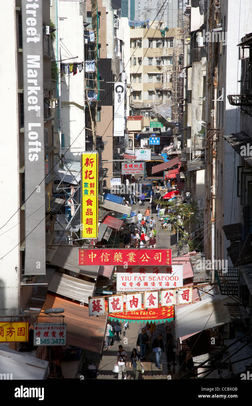 overhead view of gage street market with the market lofts hong kong