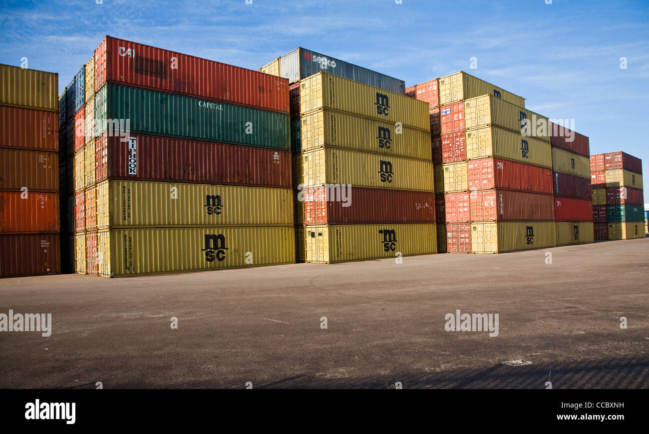 Stack containers port of felixstowe container pile hi-res stock ...