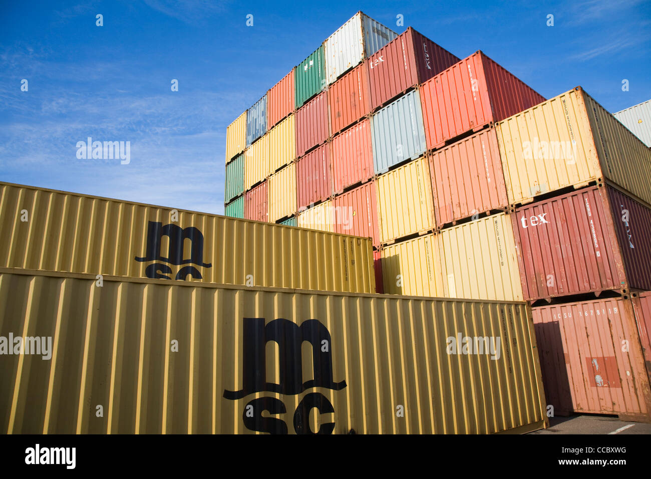 Stack containers port of felixstowe container pile hi-res stock ...