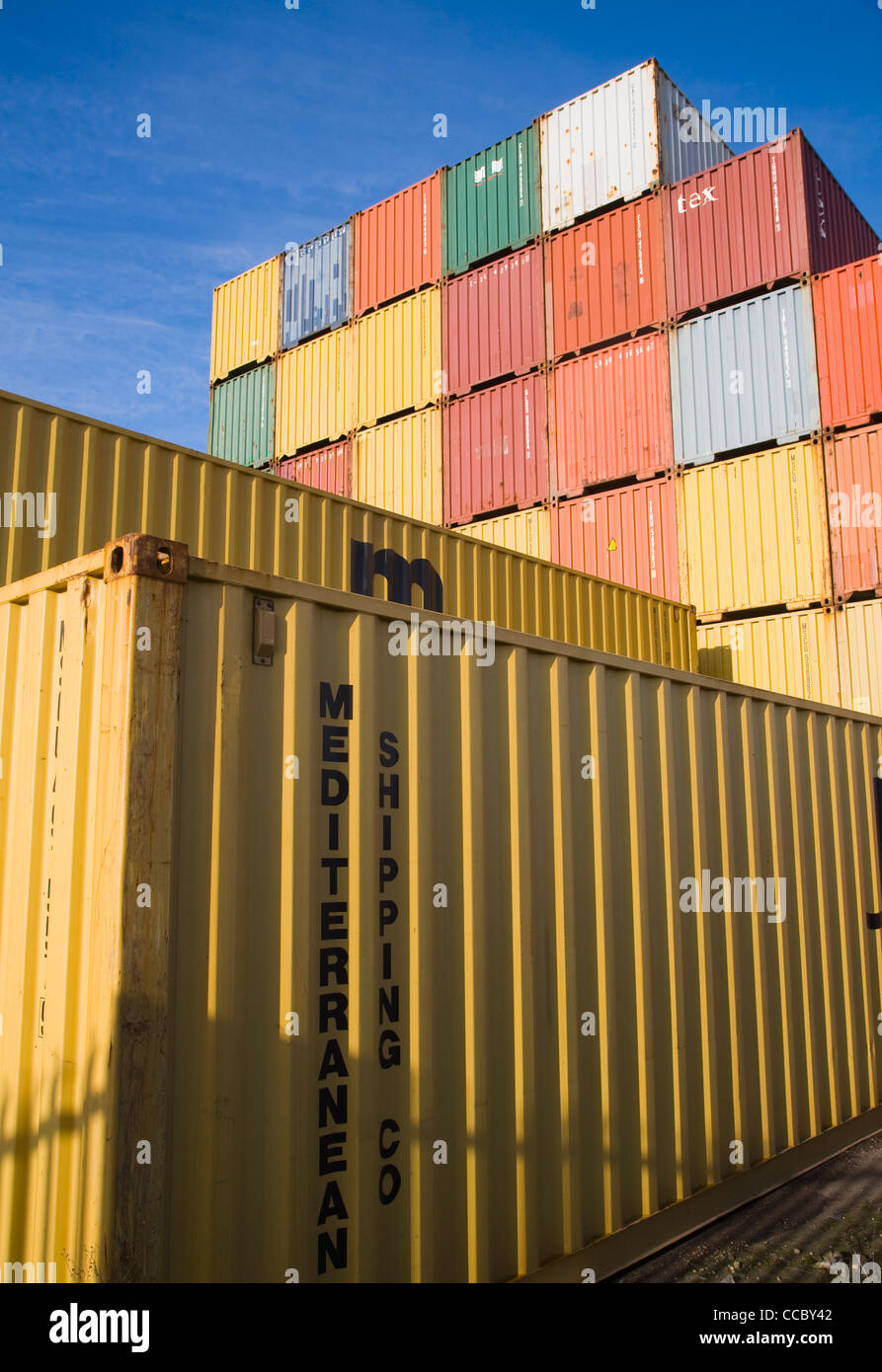 Stack containers Port of Felixstowe Suffolk England Stock Photo - Alamy