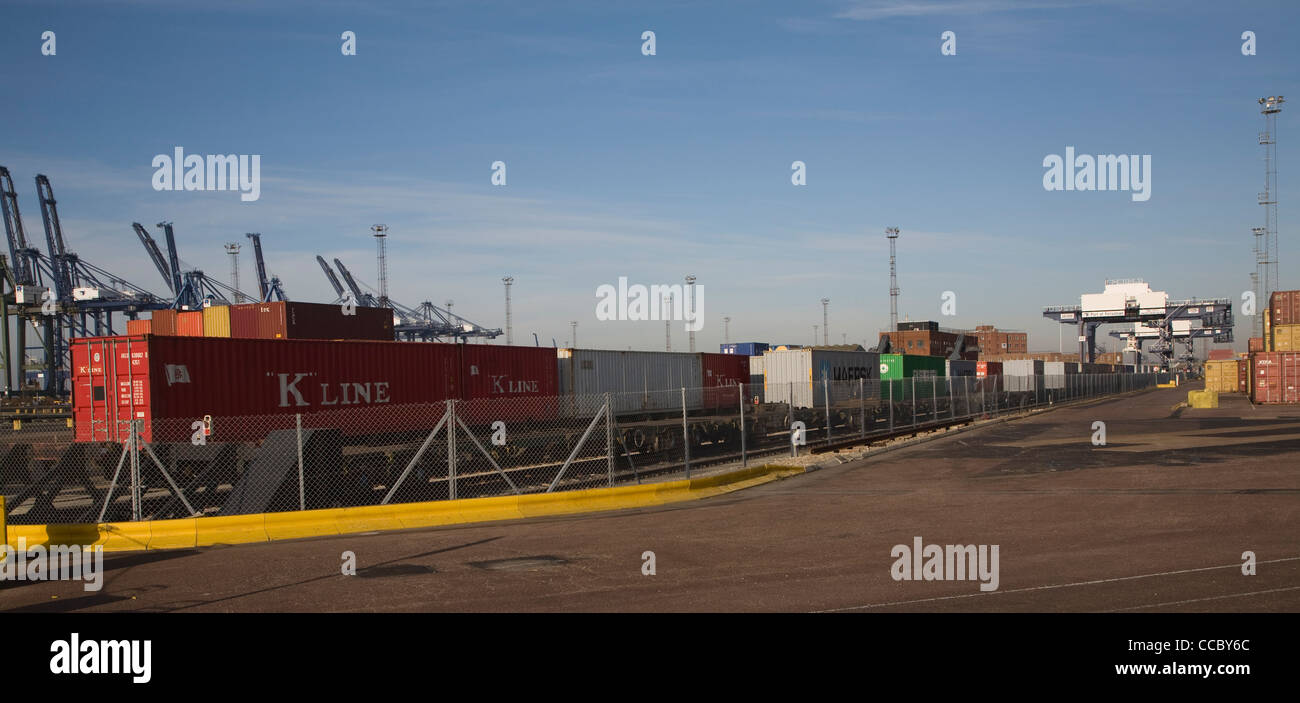 Stack containers Port of Felixstowe Suffolk England Stock Photo - Alamy