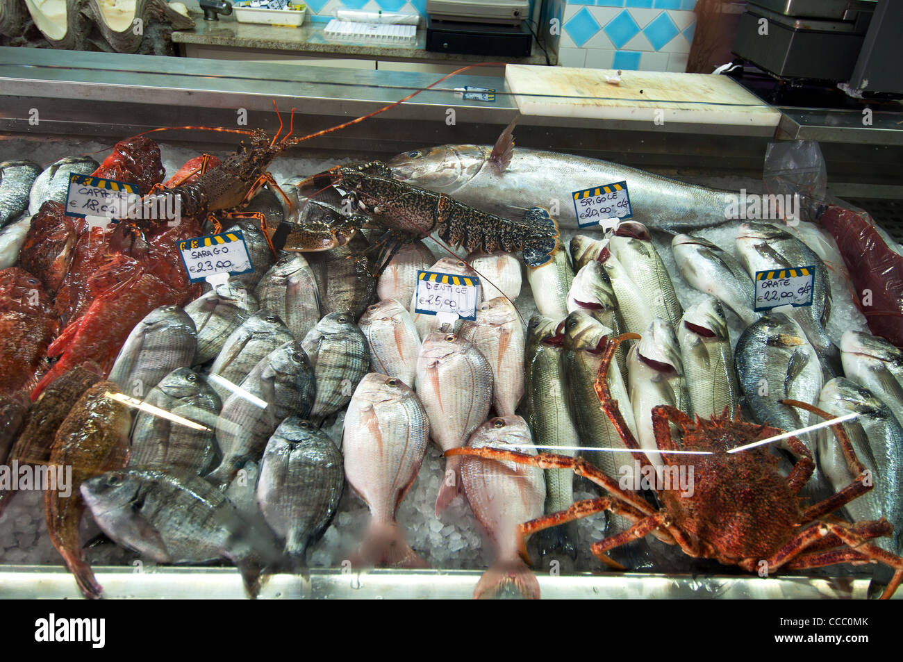 Sette - Otto Pesce fish shop, La Maddalena, Olbia - Tempio district, Sardinia, Italy, Europe Stock Photo