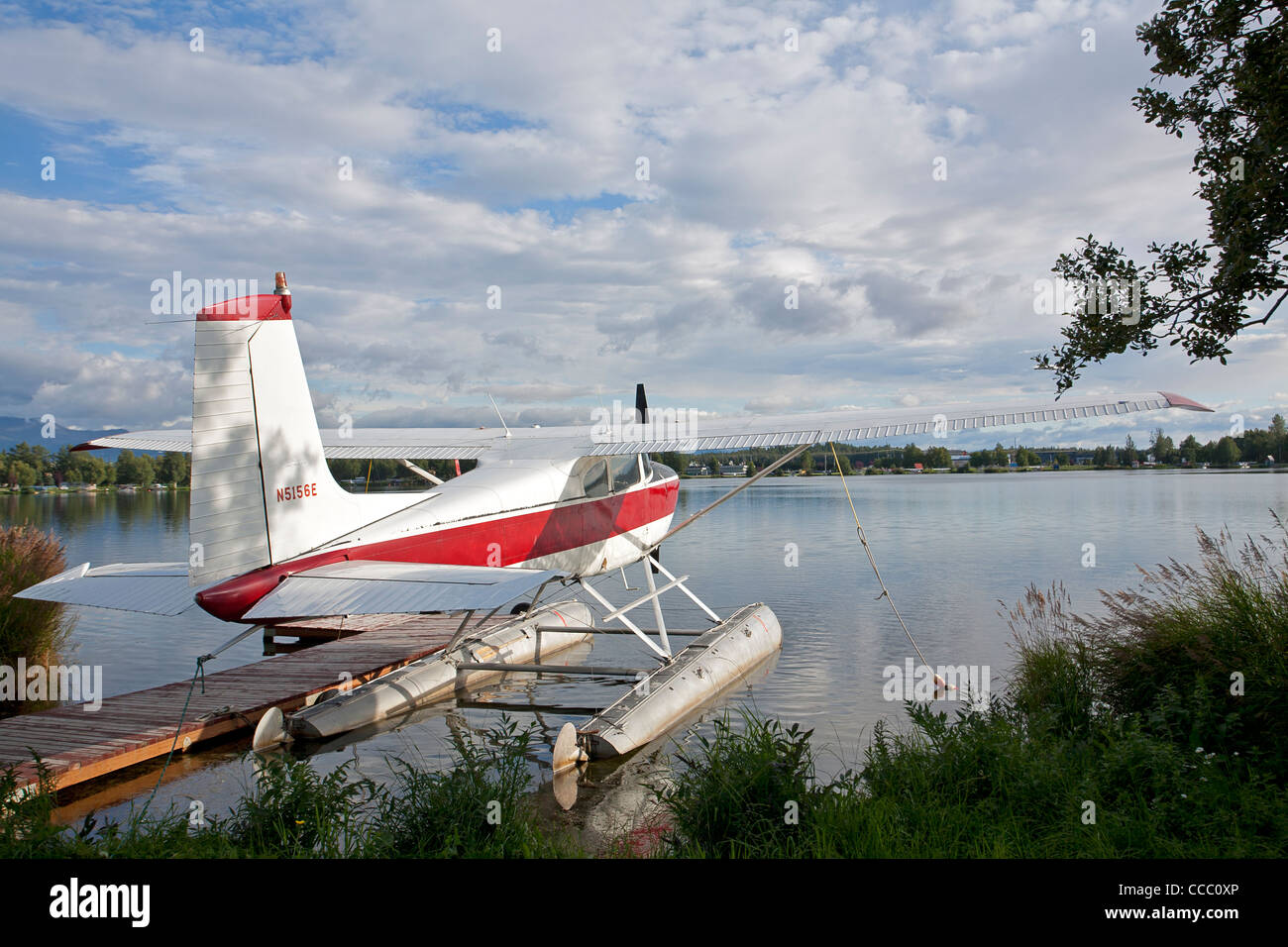 Floatplane. Lake Hood air harbor. Anchorage. Alaska. USA Stock Photo