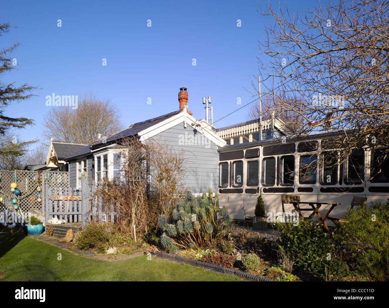 Whin Bridge Railway Carriage House, Eype, Dorset Exterior Stock Photo